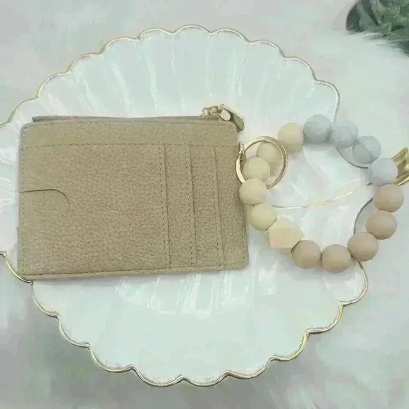 Khaki Card Keychain Wallet wristlet - Picture 1 of 5
